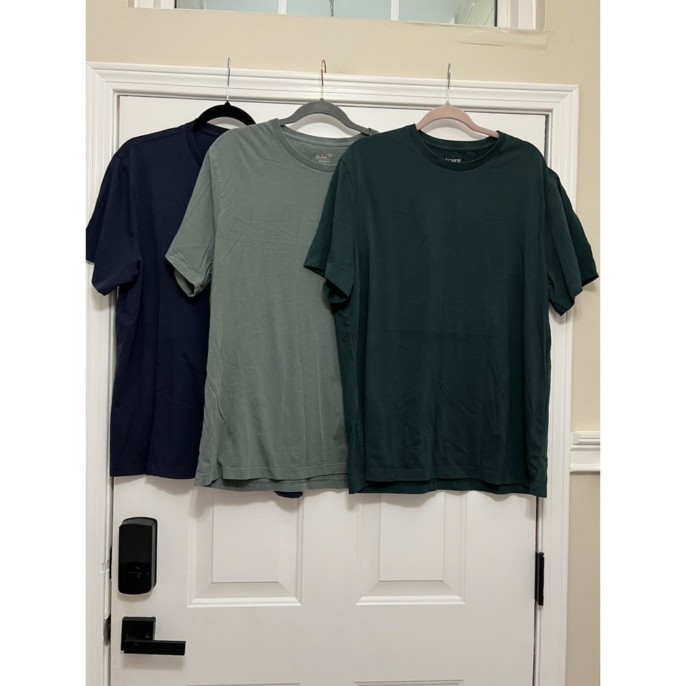 Lot‎ Of 3 J. CREW Men's Relaxed 100% Cotton Broken-in T-Shirt Green Sage Navy XL